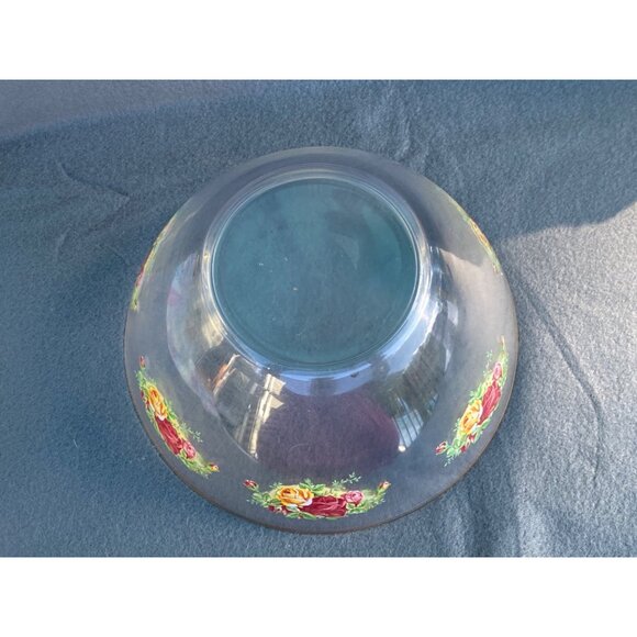 ROYAL ALBERT  Old Country Rose Clear Glass Salad Fruit Serving Bowl 9In - Picture 8 of 10